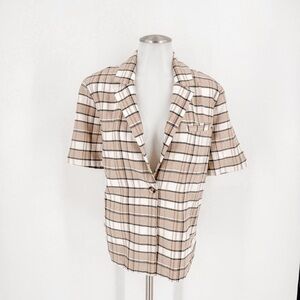 Treasure & Bond Beige Plaid Blazer